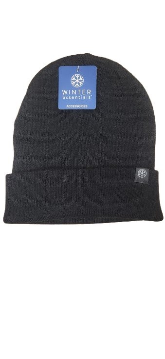 Winter Essentials Black Cuff Hat