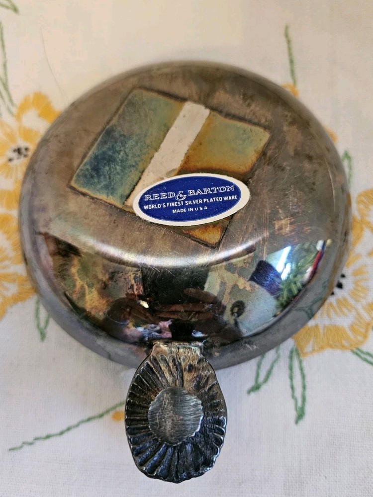 Vgt Reed & Barton Leprechaun Dish Green Enamel Silverplate L192