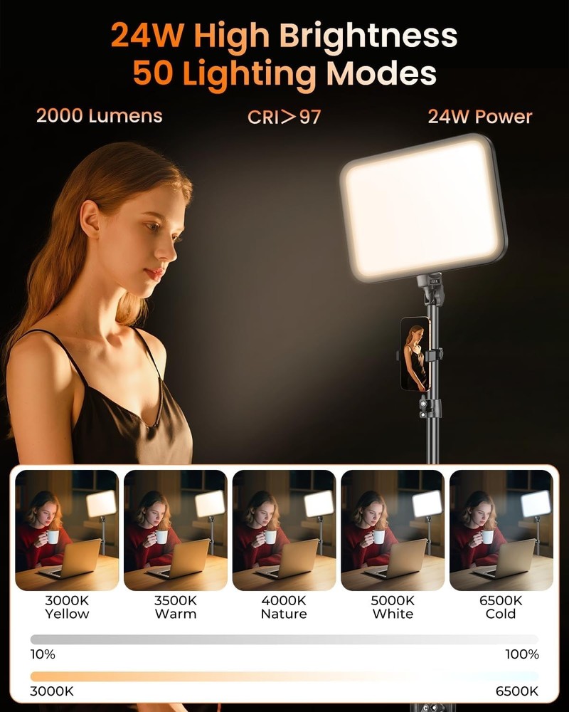 Versatile 12'' LED Studio Light: 5 Modes & Adjustable Brightness for Any Project
