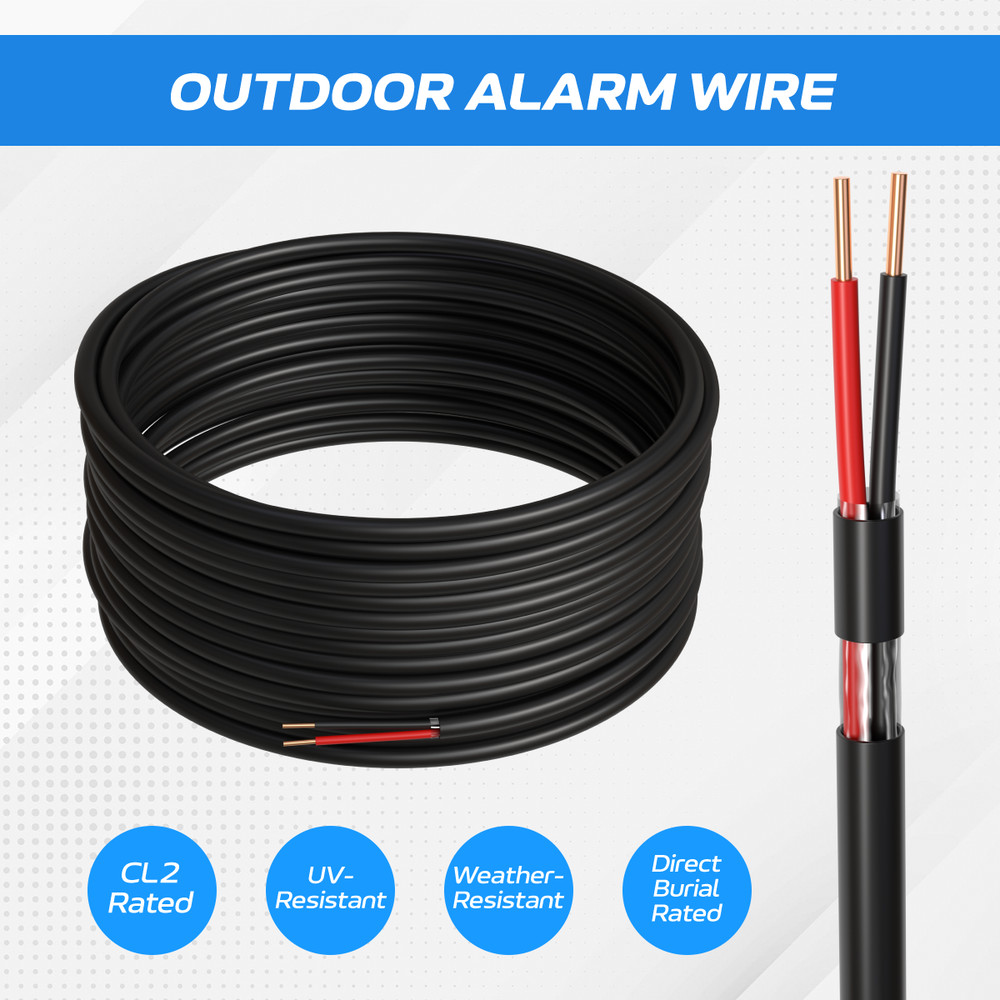 Alarm Cable 500ft 18/2 Solid UTP CCA CL2 Outdoor Security System CCTV