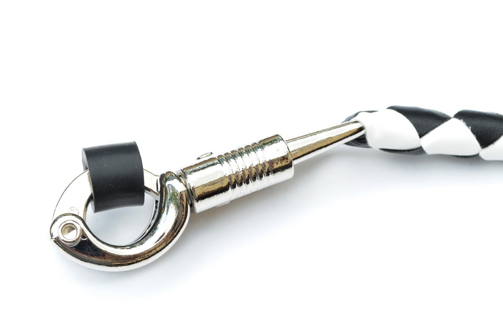 PU Leather Motorcycle Whip Get Back whip with Skull Tassles 36" BLACK / WHITE