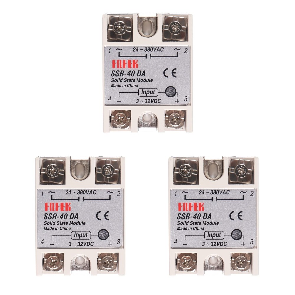 3 Pcs Solid State Relay SSR-40DA Single Phase Module Input 3-32V DC Output
