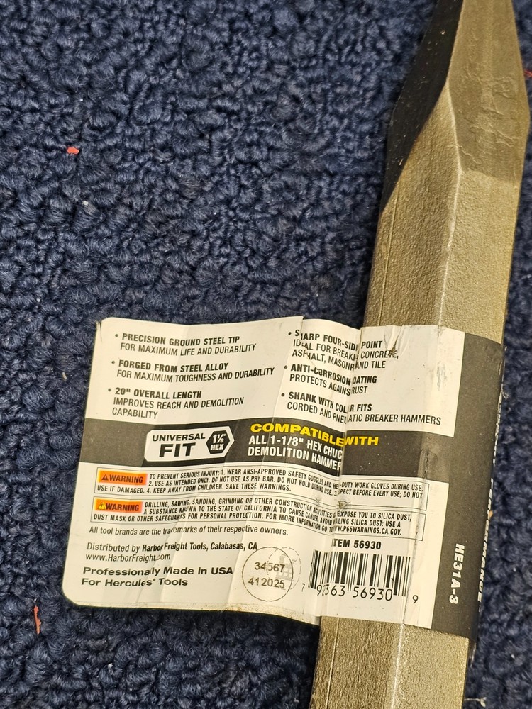 HERCULES 20 In. Universal Moil Point Hex Chisel 56930