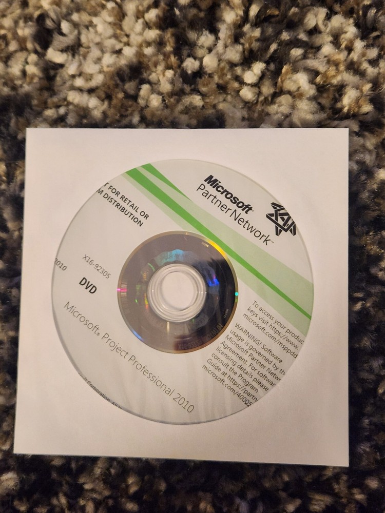 MSDN Microsoft Project Professional 2010 DVD Disc X16-92305 Partner Network