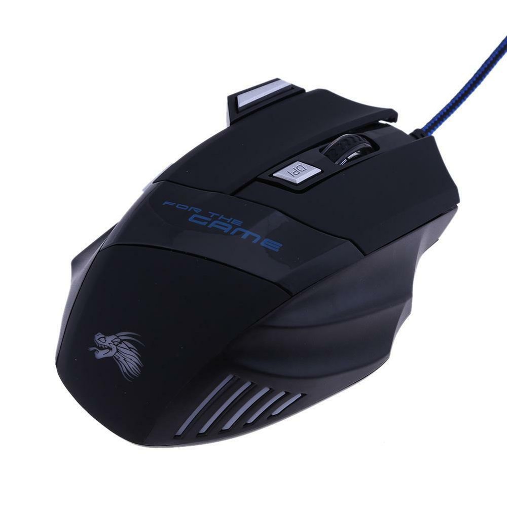 5500DPI LED Optical USB Wired Gaming Mouse 7 Buttons Gamer Computer Mice Black