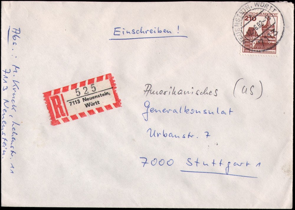 Germany #998 registered, 1982