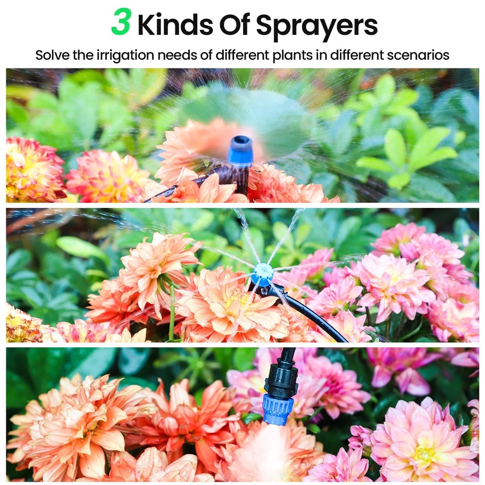 MIXC 230FT Quick-Connect Drip Irrigation System Kit, Automatic Garden Waterin...