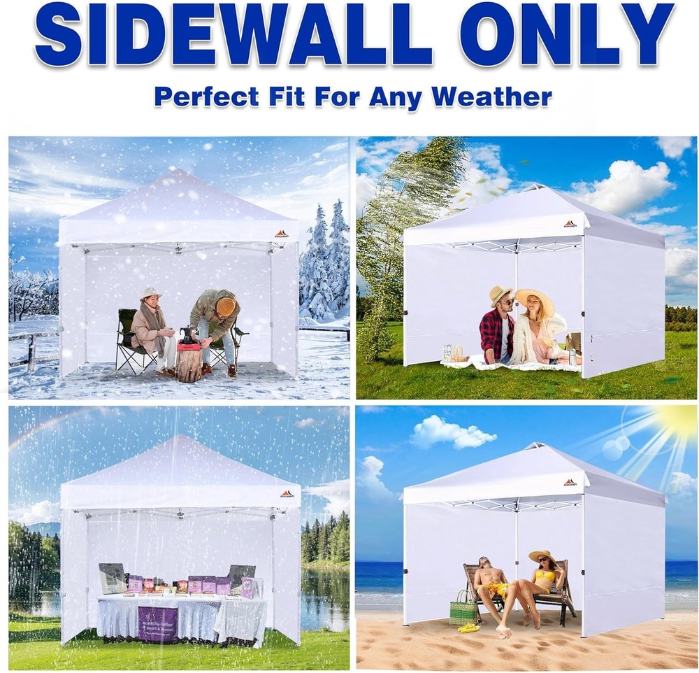 Versatile 3-Pack White Canvas Canopy Sidewalls, 10x10 Waterproof Design