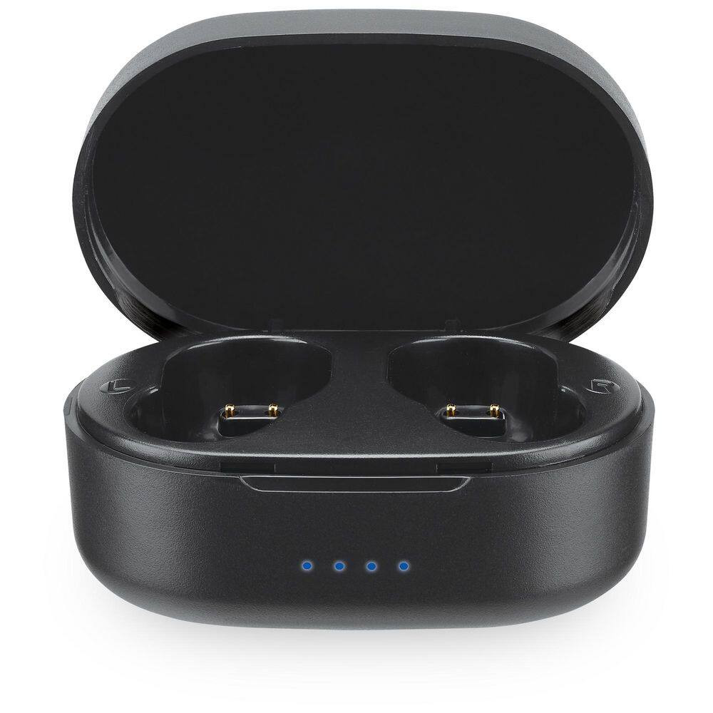 Black Truly Wireless Bluetooth with Rechargeable Case and Quick Charge, Sweatpro