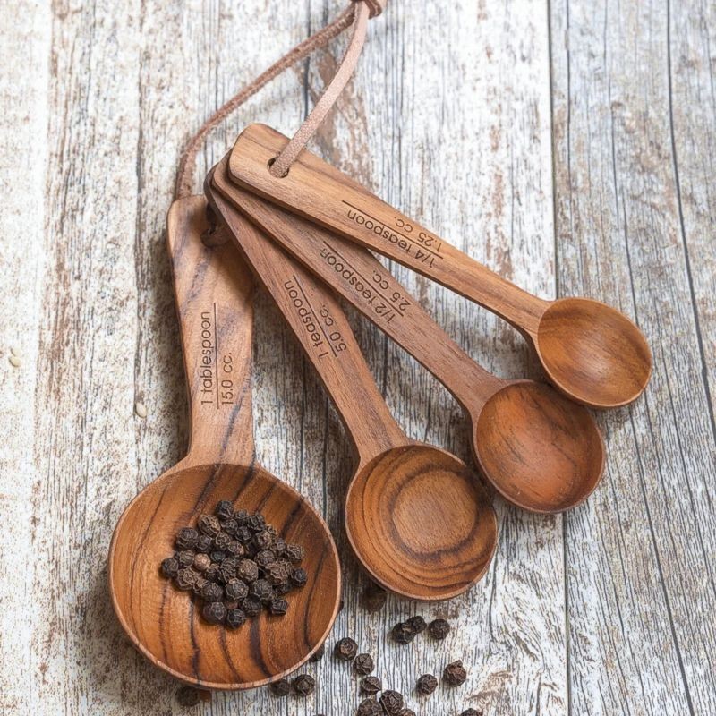 Teak Measuring Spoons Set