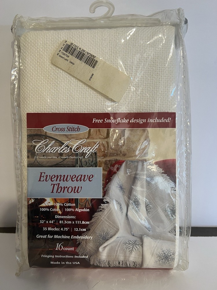 Charles Croft throw craft kit Evenweave throw, Snowflake Design