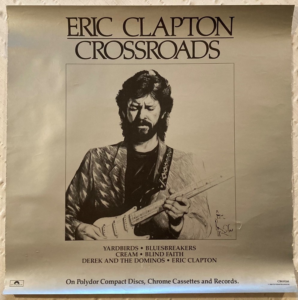 Eric Clapton 1988 Promo Poster Crossroads Silver Ink
