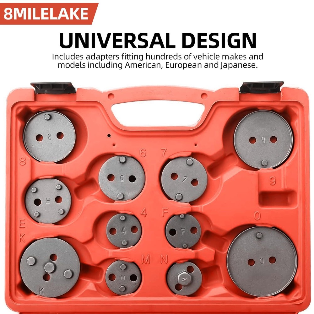18Pcs Disc Brake Caliper Rewind Tool Auto Compressor Piston Pad Wind Back Kit
