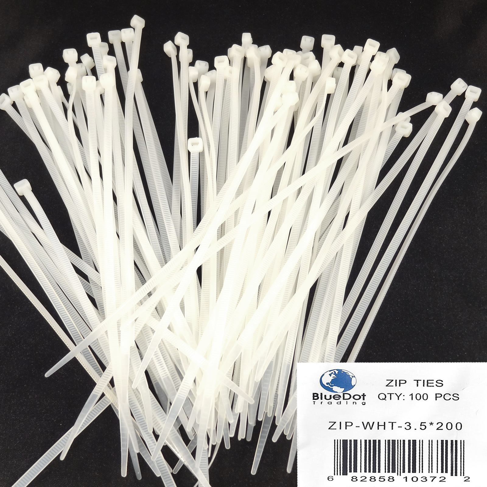 SHIPS FREE ~ 100 PACK 8 INCH NYLON ZIP CABLE TIES WIRE TIE WRAPS WHITE 40 LBS 8"