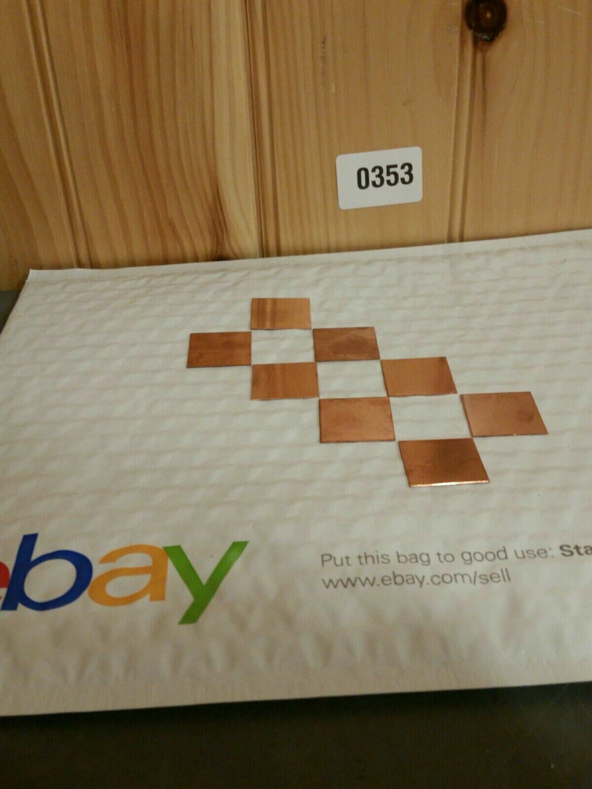 Copper Square 1" .020 Thick 8 piece lot jewelry 020 0.020 Art Solder Welding