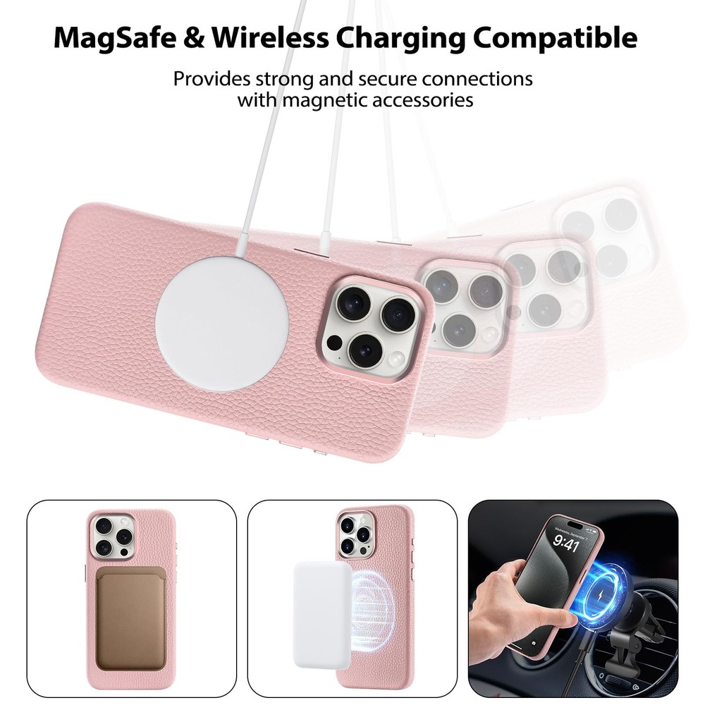 Belemay Leather Case Compatible with iPhone 13 Pro Max - MagSafe Compatible - Pr