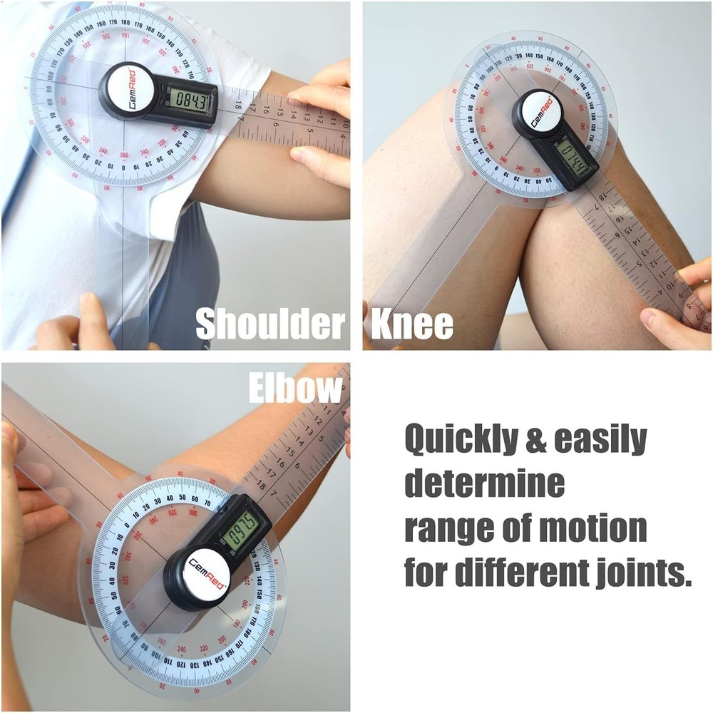 12 Inch Digital Goniometer 360 Degree Physical Therapy Plastic Protractor