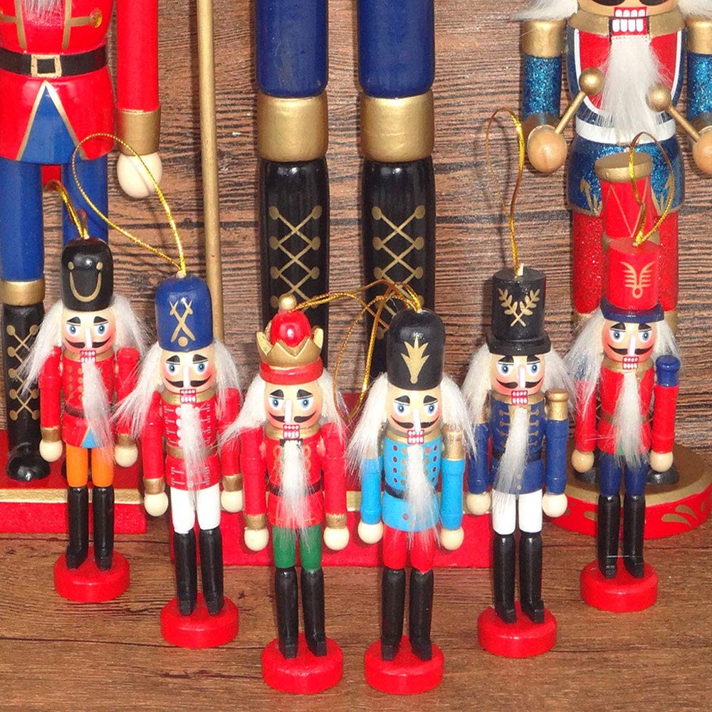 6 PCS Nutcracker Ornament Set Wooden Nutcracker Christmas Ornaments