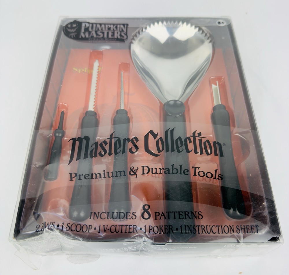 Pumpkin Masters Carving Kit~Masters Collection 5 Tools, 8 Patterns New in Box