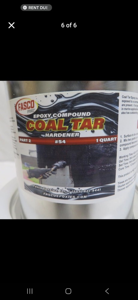 Fasco #54, Coal Tar Epoxy Kit, 3 Quart Size