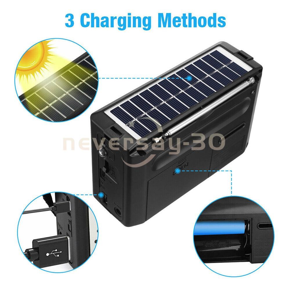 Solar Portable FM/AM SW Radio Digital Bluetooth Speaker MP3 Player Rechargeable