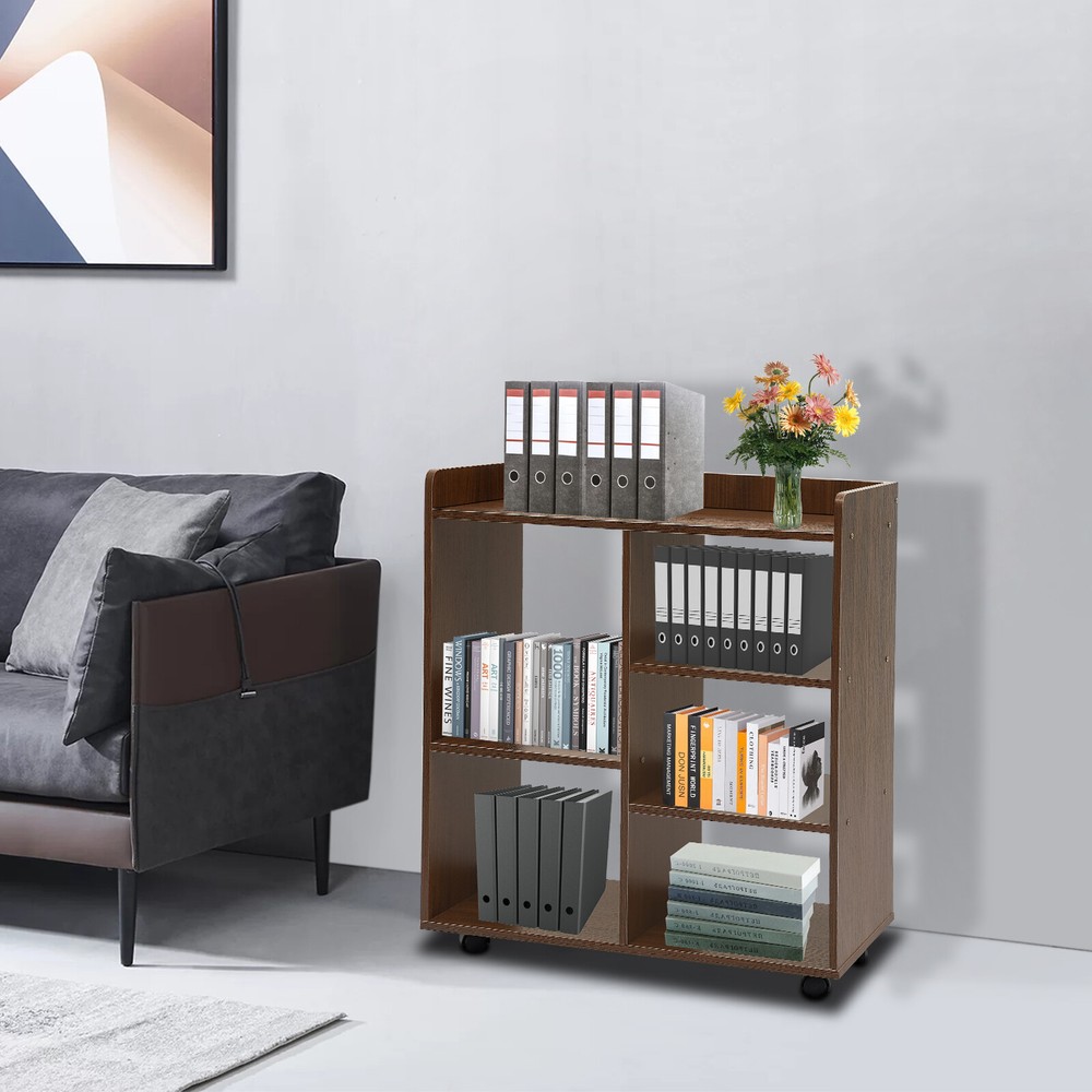 Filing Cabinet, Storage Shelf, Mobile Printer Stand,high-quality MDF,Dark Walnut