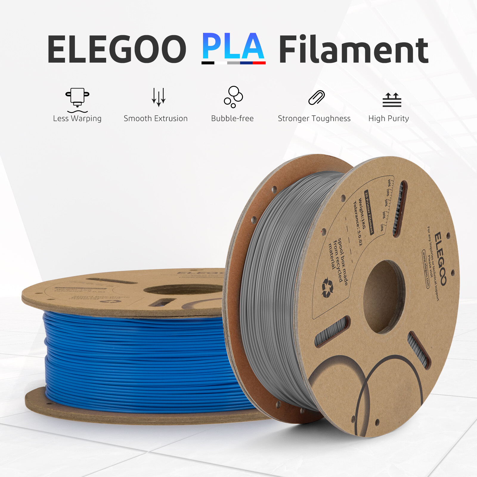 【Buy 6 Get 4 Free,Add 10】ELEGOO PLA Rapid PLA+ PETG TPU 3D Printer Filament 1KG
