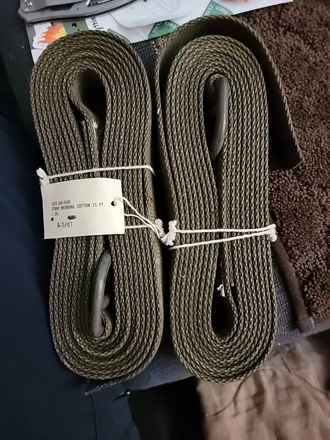 Vietnam Era 15FT CARGO WEBBING STRAP 1¾ in" X 15' 1670-360-0540. 1 NOS STRAP