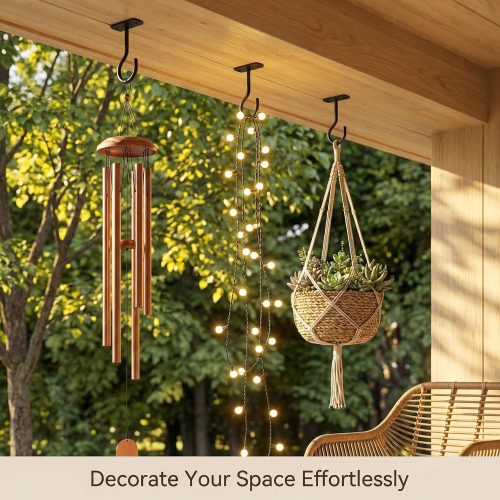 ASZUNE Ceiling Hooks for Hanging Plants 2Pack 2.5in,Wall 2.5Inx2Pack, Black