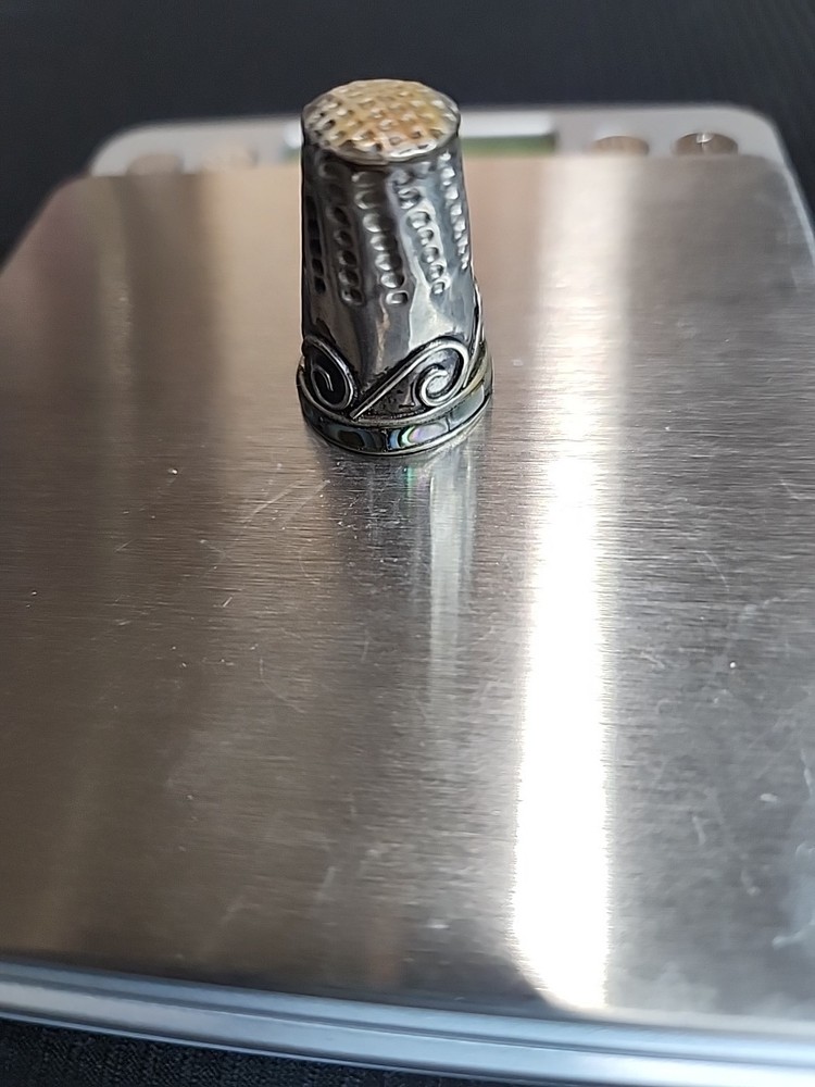 Vintage Thimble  Silver With  Some Decorations At The Bottom