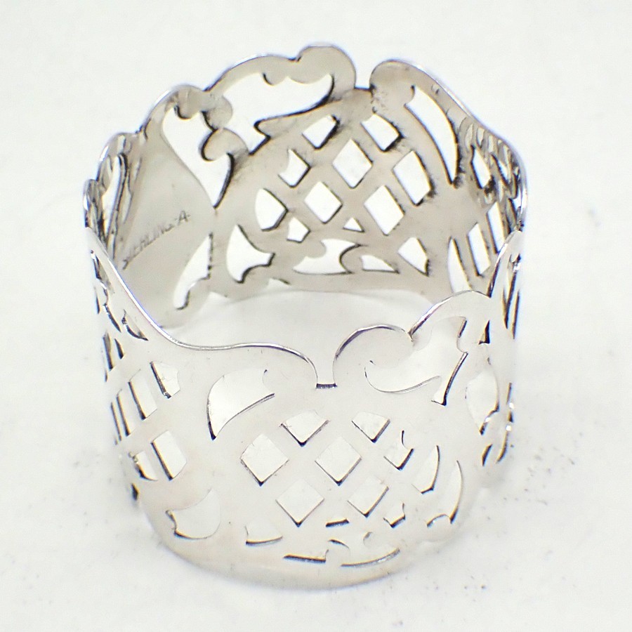 Openwork Napkin Ring Sterling Silver Mono W