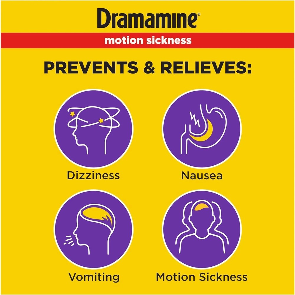 Dramamine Motion Sickness Relief Less Drowsey Formula, 8 Count