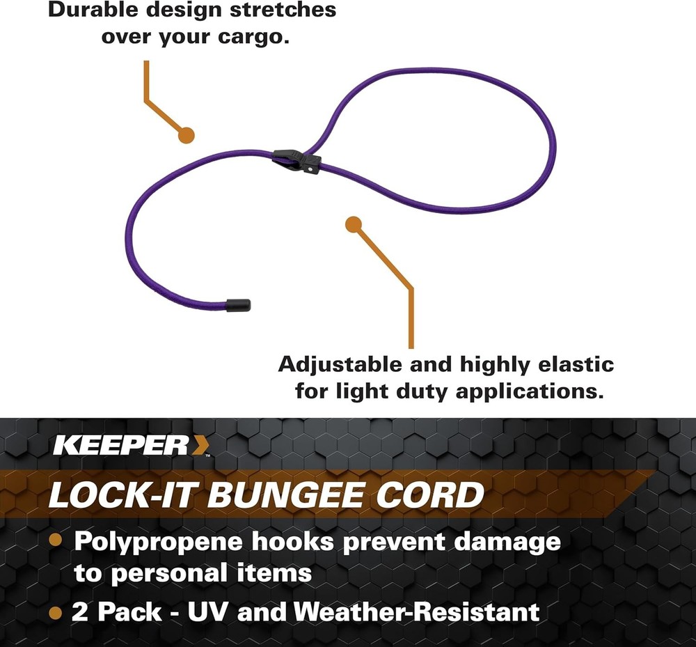 48-Inch Lock-It Bungee Cords - Adjustable & Elastic for Versatile Use