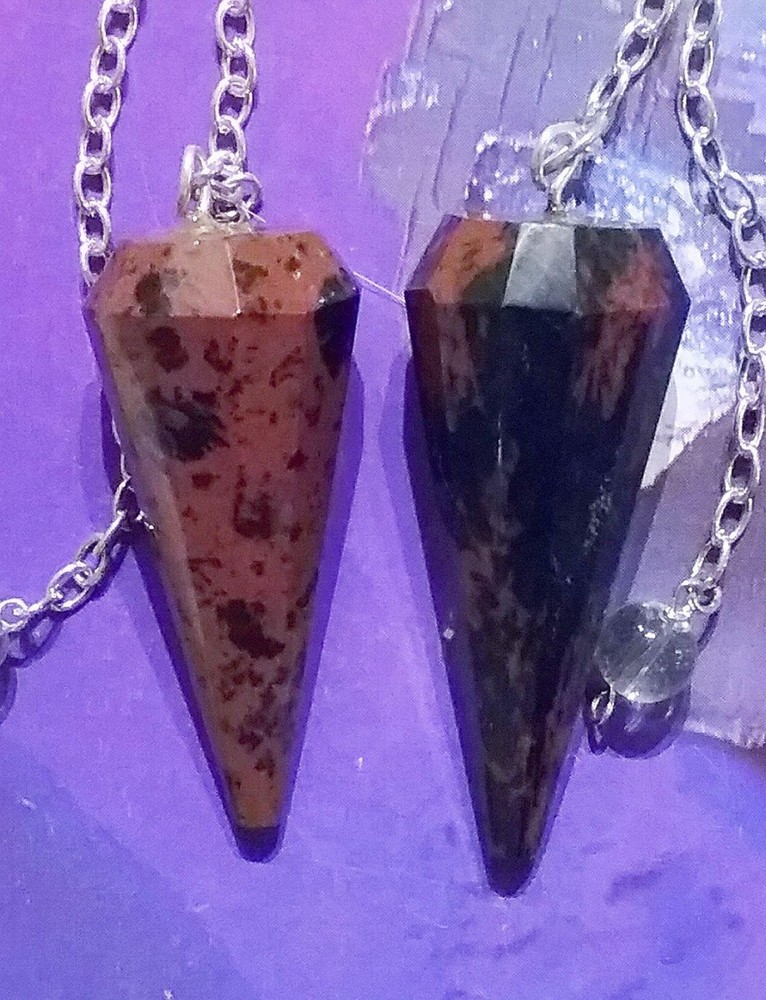 2 OBSIDIAN DOWSING PENDULUMS, MAHOGANY OBSIDIAN PENDULUMS