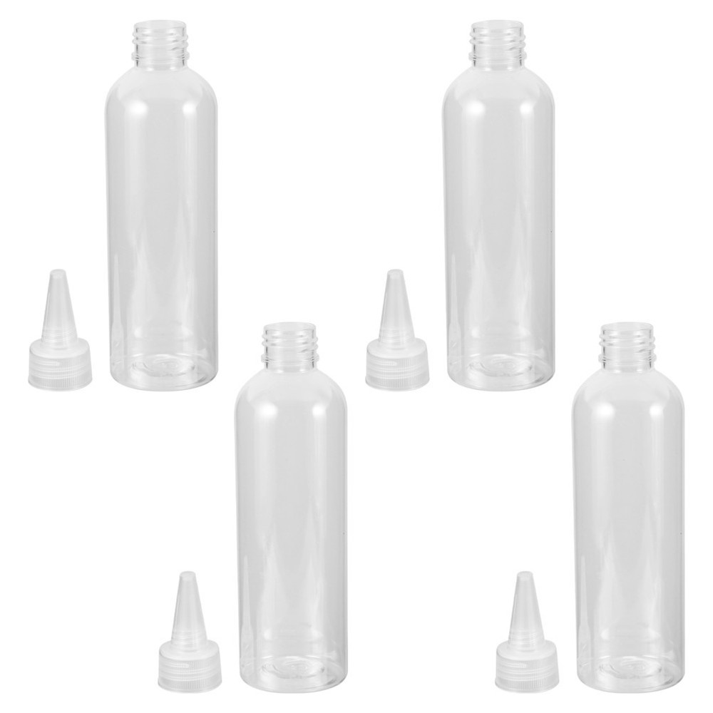 4 Pcs Clear Plastic Precision Tip Bottles for Squeezing Glue or Lubricants