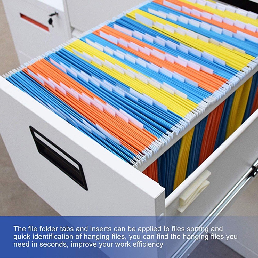 hupos File Folder Tabs, 100+200 Sets Hanging File Folder Tabs with Inserts fo...