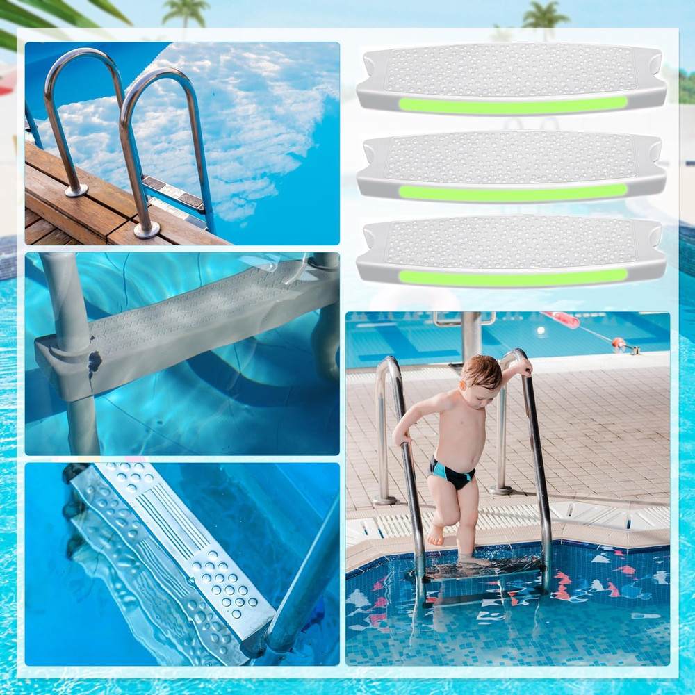 3 Pack Pool Ladder Steps Replacement,18" Universal Heavy Duty Pool Ladder Steps,