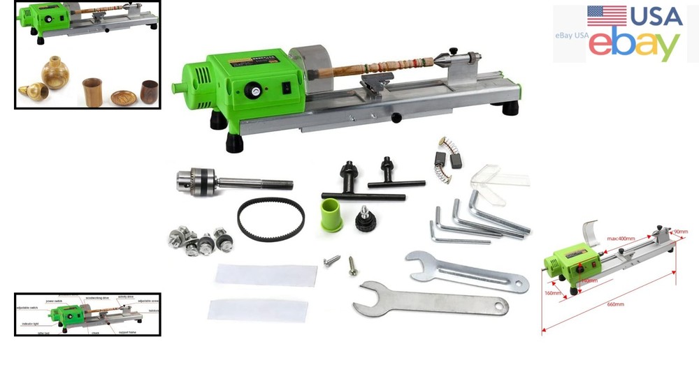 Compact Mini Wood Lathe with Variable Speed Control for DIY Woodworking