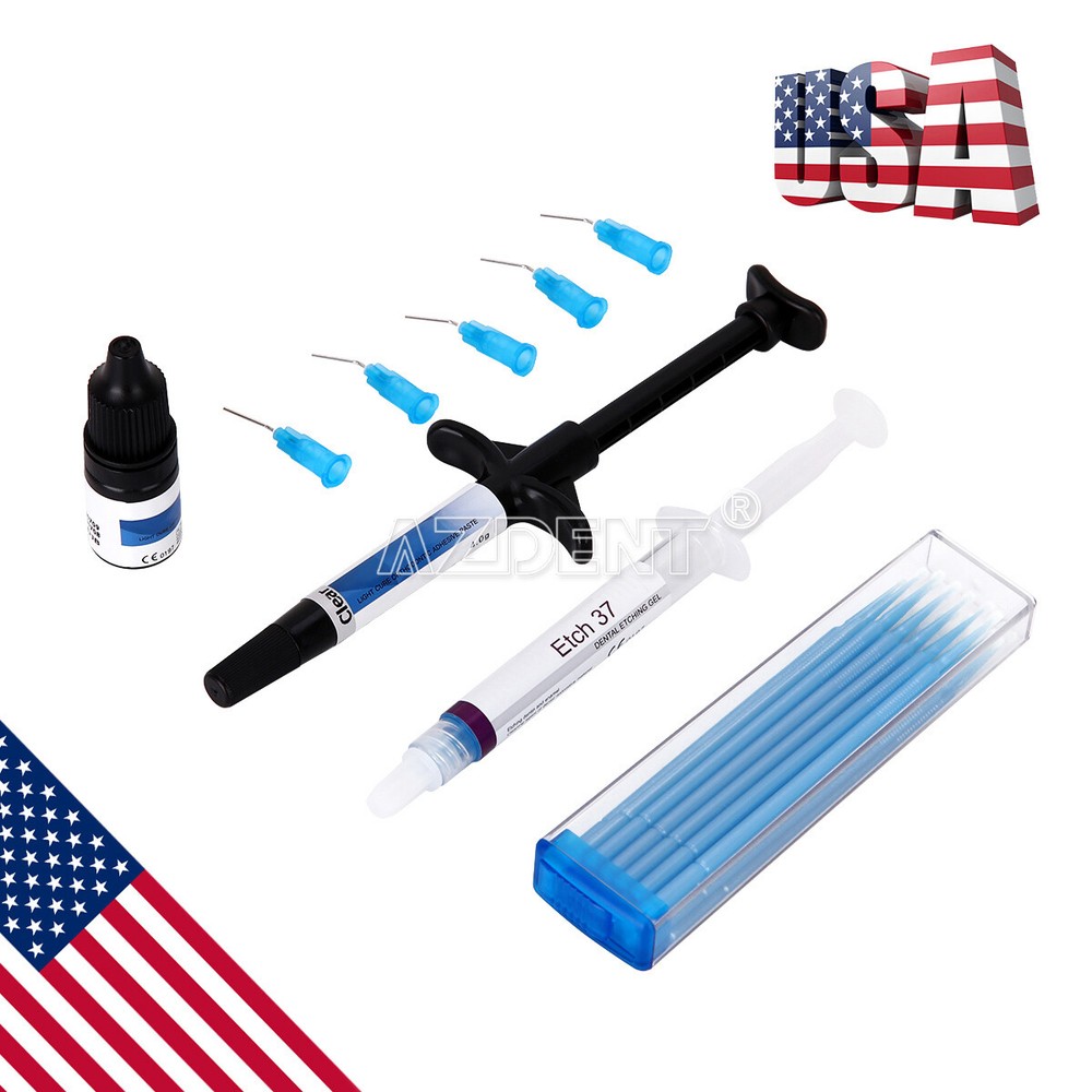 Dental Orthodontic Light Cure Adhesive Bonding Curing Paste Etchant Gel Kit