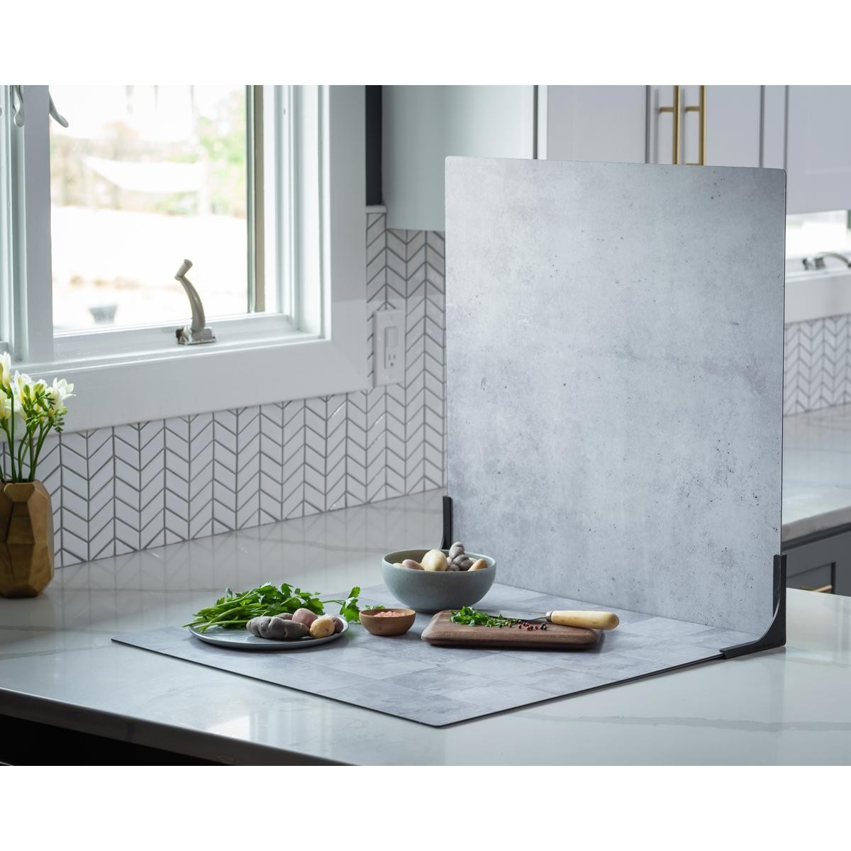 V-FLAT WORLD Duo Board - 24x24" Double Sided Surface Board, Iced Concrete/Midnig