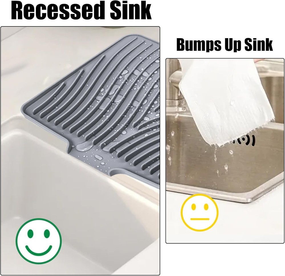 Silicone Dish Drying Mat for Kitchen Counter, Dish Drying Pad, Non-Slip