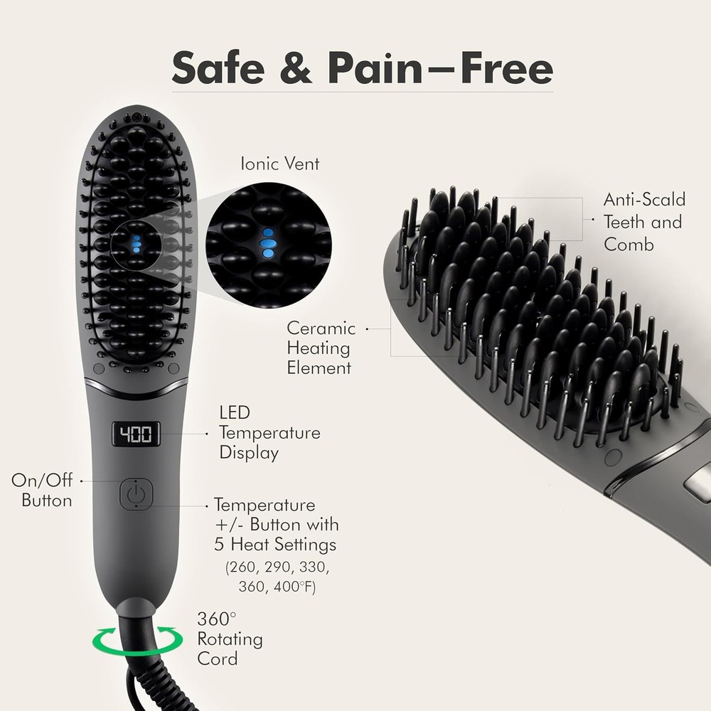 Portable Beard Straightening Comb with Ionic Technology for Effortless Styling