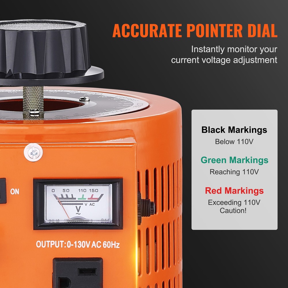 VEVOR 20Amp Variac Transformer Variable AC Voltage Regulator 2000VA 0-130V