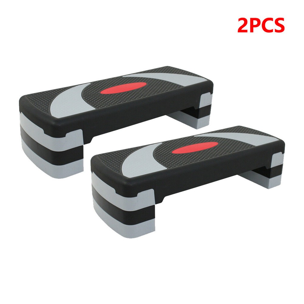 2PCS 31" Step Aerobic Stepper Platform Exercise Step w/4 Risers Adjustable High