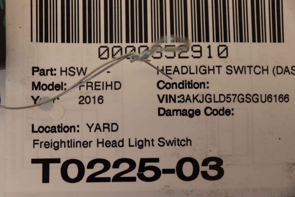 2008-2017 FREIGHTLINER CASCADIA 125 DASHBOARD HEADLIGHT CONTROL SWITCH OEM
