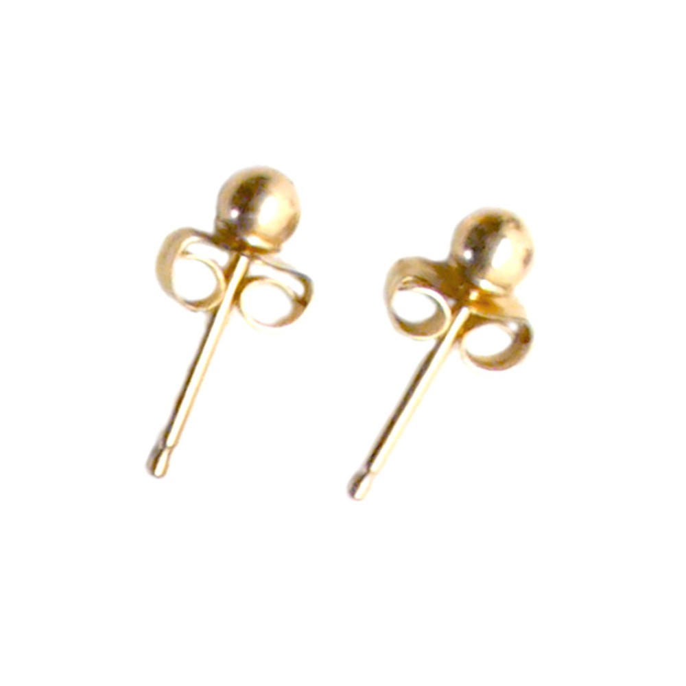 14 Kt. Gold-Filled 3mm Ball Post Stud Earrings with Butterfly Clutch One Pair