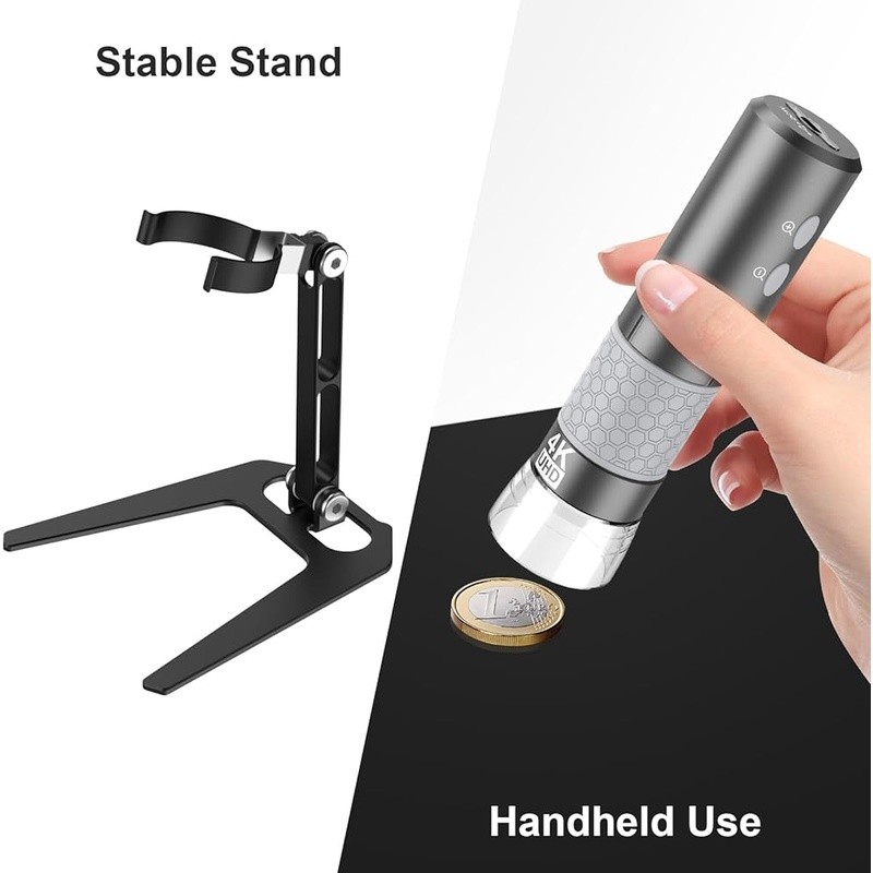 4K WiFi Microscope Portable Handheld LED Magnification Kids Students Engineers