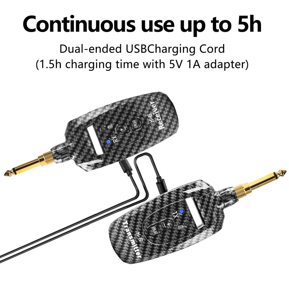 Wireless Guitar System 2.4GHz 2 Modes, Thumb-Size, 250° Rotatable, Wireless