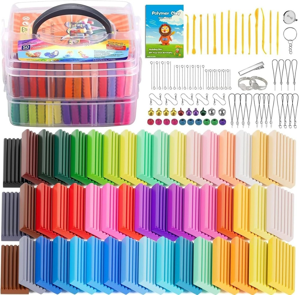 Reusable Modeling Clay Kit - 50 Bright Colors & Tools for Imaginative Play