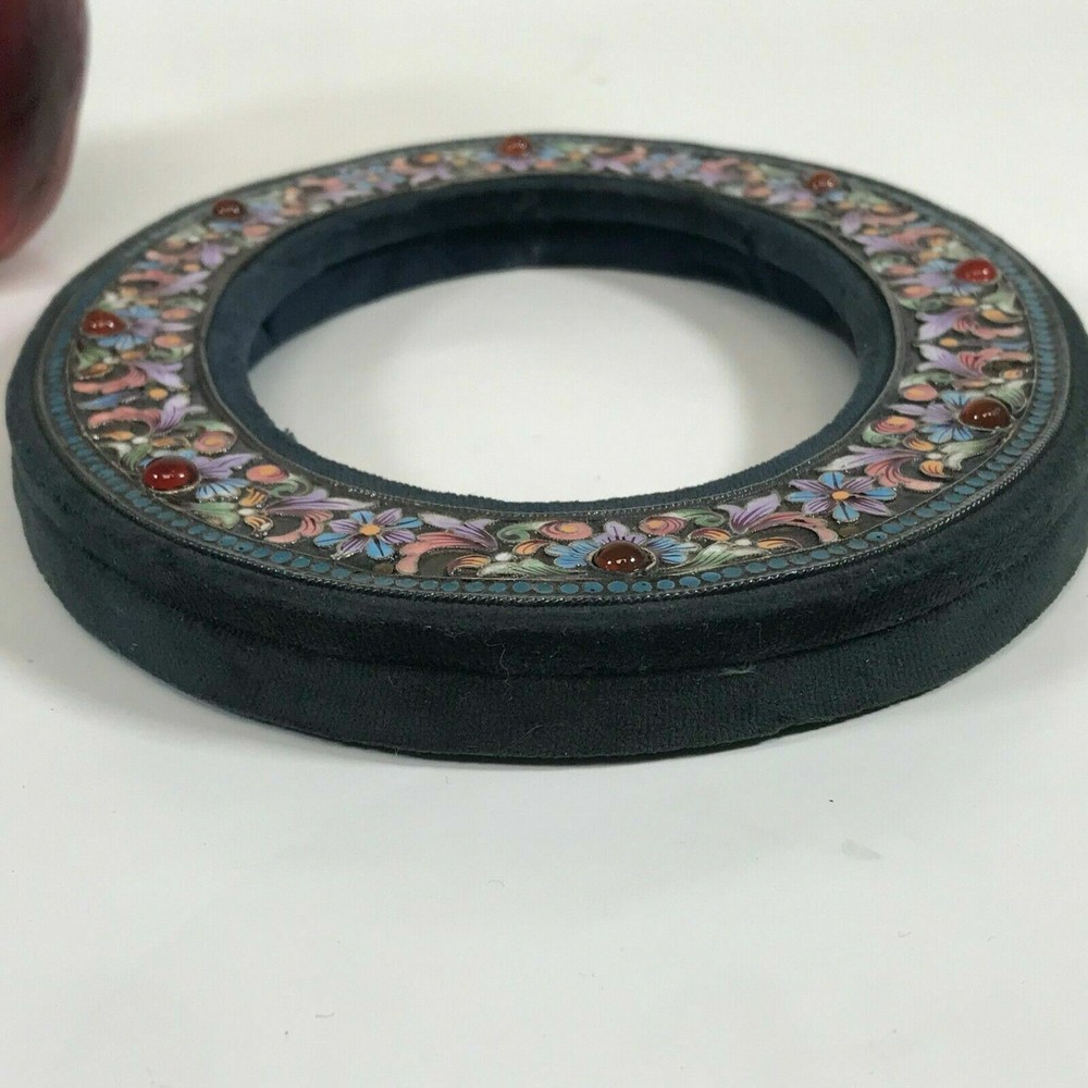 Antique Russian Enamel Silver Picture Frame